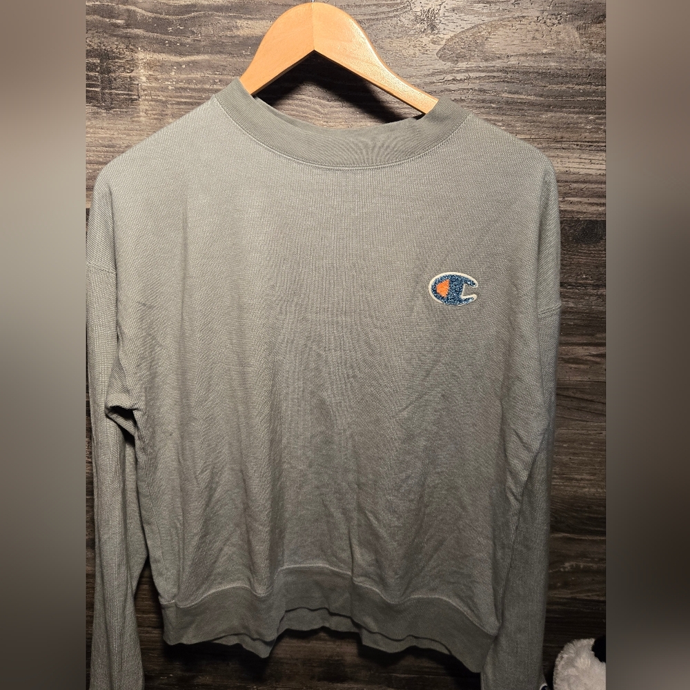 Champions HeritageSweatshirt Gray Orange Blue Logo - Women’s Medium Gym Workout